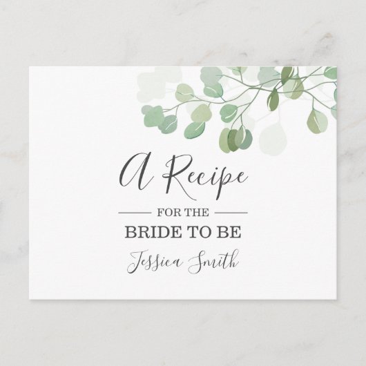 Eucalyptus Vrijgezellenfeest Recipe Card Greenery  Briefkaart (Voorkant)