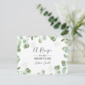 Eucalyptus Vrijgezellenfeest Recipe Card Greenery  Briefkaart (Staand voorkant)