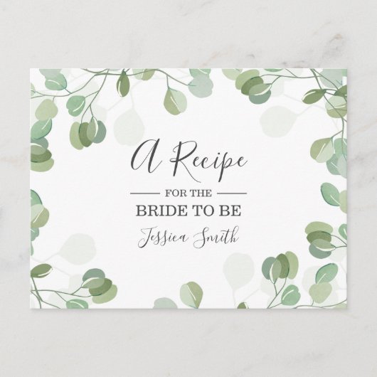 Eucalyptus Vrijgezellenfeest Recipe Card Greenery  Briefkaart (Voorkant)