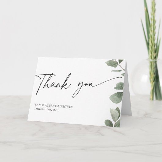 Eucalyptus Vrijgezellenfeest Sage Green Bedankkaart (Voorkant)