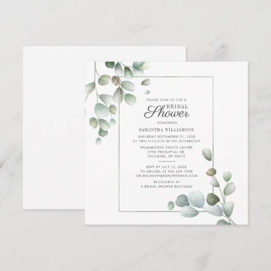 Eucalyptus Vrijgezellenfeest Script Greenerage Fol Kaart (Voorkant / Achterkant)