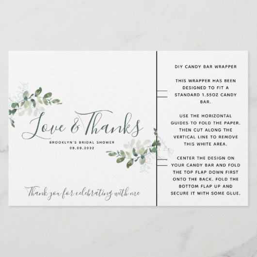 Eucalyptus Vrijgezellenfeest Snoep Bar wrapper (Voorkant)