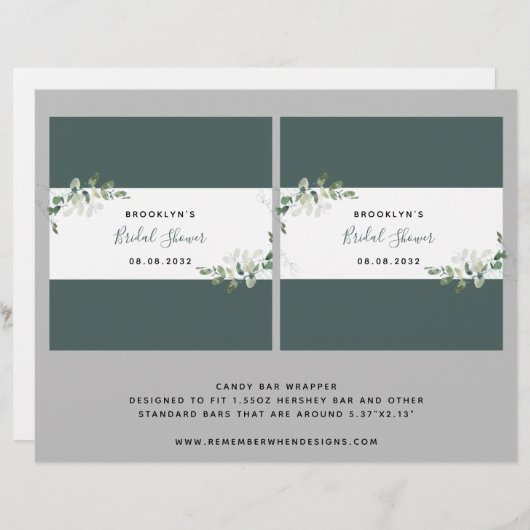 Eucalyptus Vrijgezellenfeest Snoep Bar wrapper (Voorkant / Achterkant)