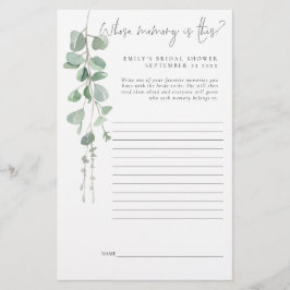 Eucalyptus-Vrijgezellenfeest spel waarvan het gehe Briefpapier