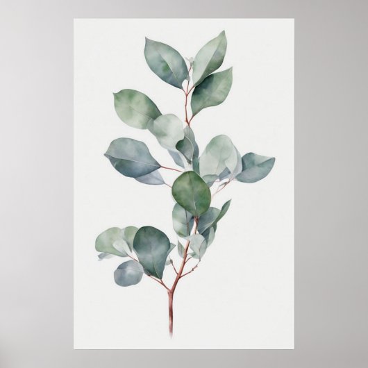 Eucalyptus Wall Art Green Minimal Simple Poster (Voorkant)