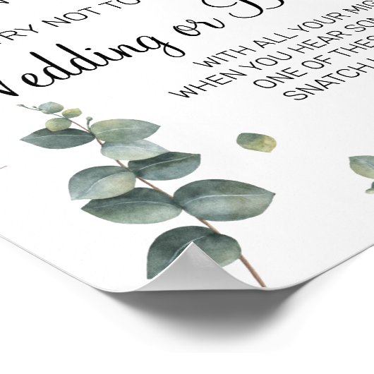 Eucalyptus wasknijper bruiloftsshower spelbord poster (Hoek)