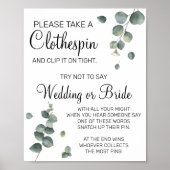 Eucalyptus wasknijper bruiloftsshower spelbord poster (Voorkant)