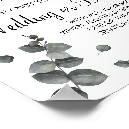 Eucalyptus wasknijper bruiloftsshower spelbord poster (Hoek)