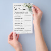 Eucalyptus Wat heeft Groom say Shower Game Card Flyer (Hand)