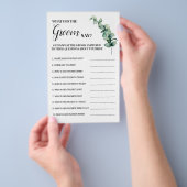 Eucalyptus Wat heeft Groom say Shower Game Card Flyer (Hand)