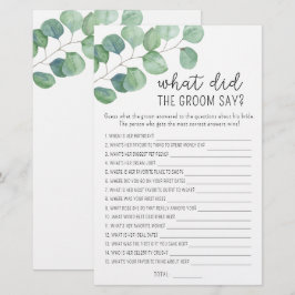 Eucalyptus - Wat zei de bruidegom bruidsspel