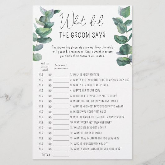 Eucalyptus - Wat zei de bruidegom tegen het bruids (Voorkant)