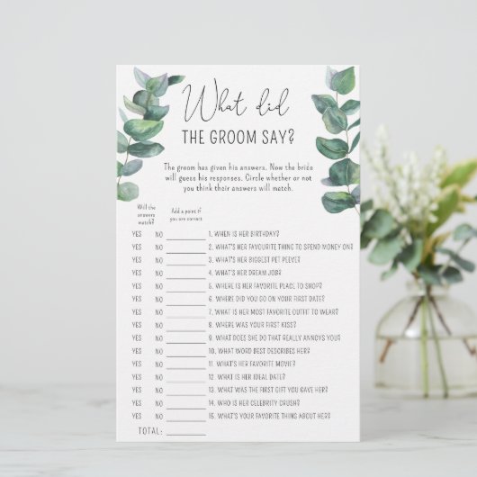 Eucalyptus - Wat zei de bruidegom tegen het bruids (Staand voorkant)