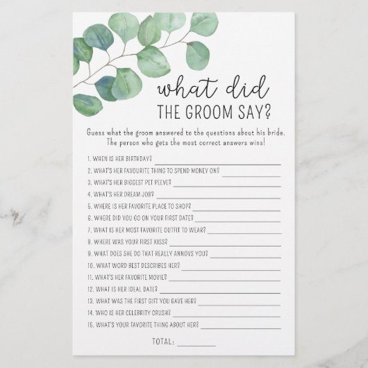 Eucalyptus - Wat zei de bruidegom tegen het bruids (Voorkant)