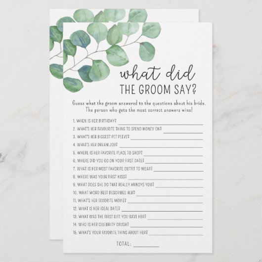 Eucalyptus - Wat zei de bruidegom tegen het bruids (Voorkant / Achterkant)