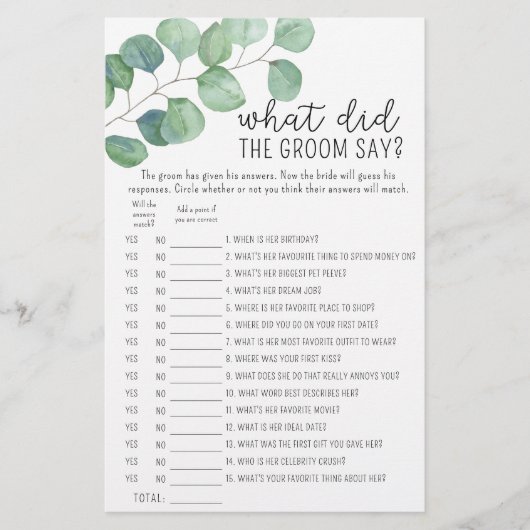 Eucalyptus - Wat zei de bruidegom tegen het bruids (Voorkant)