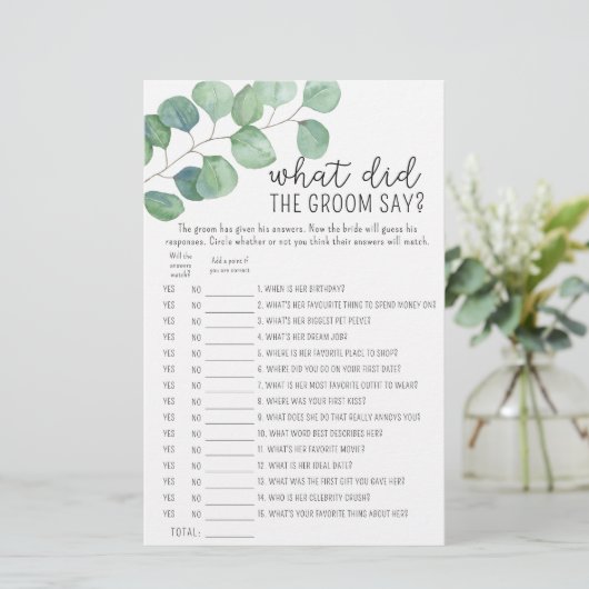 Eucalyptus - Wat zei de bruidegom tegen het bruids (Staand voorkant)