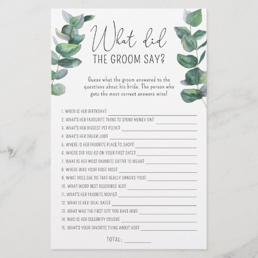 Eucalyptus - Wat zei de bruidegom tegen het bruids (Voorkant)