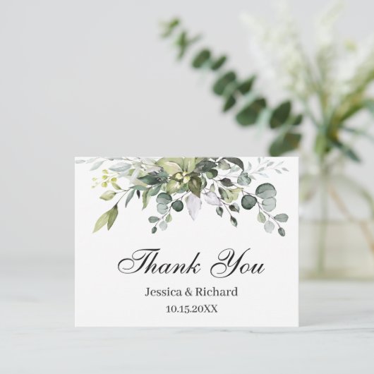 Eucalyptus Watercolor Bedankkaart Briefkaart (Staand voorkant)