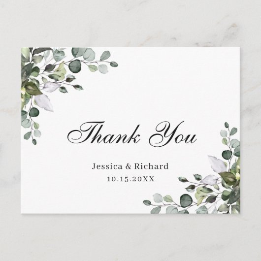 Eucalyptus Watercolor Bedankkaart Briefkaart (Voorkant)