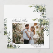 Eucalyptus Watercolor Bedankkaart met foto (Voorkant / Achterkant)