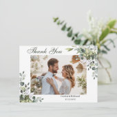 Eucalyptus Watercolor Bedankkaart met foto (Staand voorkant)