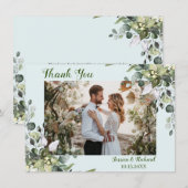 Eucalyptus Watercolor Bedankkaart met foto (Voorkant / Achterkant)