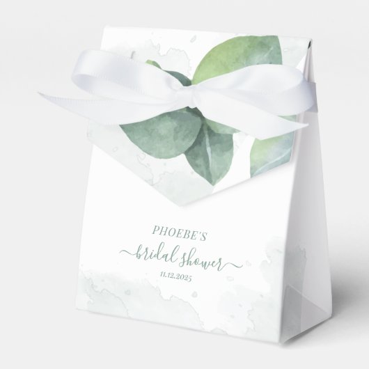 Eucalyptus Watercolor Botanische Bruidsdouche Bedankdoosjes (Voorkant Zijde)