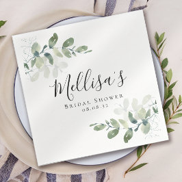 Eucalyptus Watercolor Bruiloftsfeest  Servet