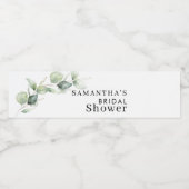 Eucalyptus Watercolor Bruiloftsfeest Waterfles Etiket (Enkel label)