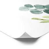 Eucalyptus Watercolor Bruiloftsfeest Welkom Bord Poster (Hoek)