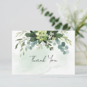 Eucalyptus Watercolor Chic Bruiloft Feest Bedankkaart (Staand voorkant)