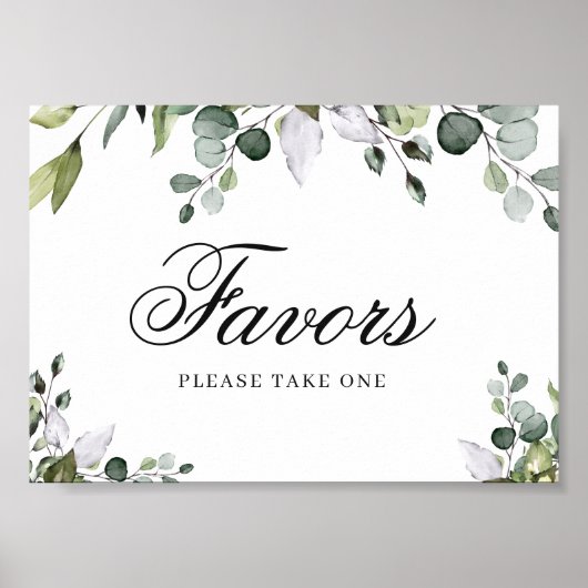 Eucalyptus Watercolor Favor Poster Bord (Voorkant)