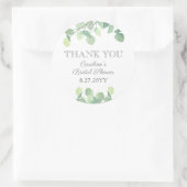 Eucalyptus Watercolor Groene Bruidsdouche Ronde Sticker (Tas)