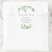 Eucalyptus Watercolor Groene Bruiloftssalon Ronde Sticker (Tas)