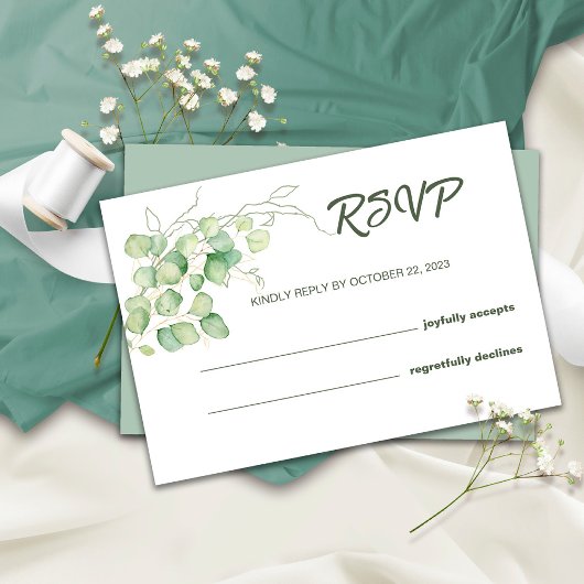 Eucalyptus Watercolor Minimalistische Trouw RSVP K