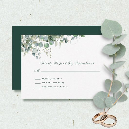 Eucalyptus Watercolor Sage Green Script RSVP 