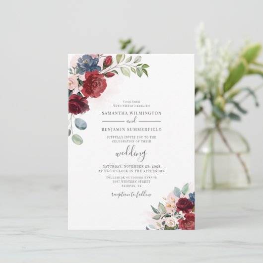 Eucalyptus Watercolor Stofblauw Botanisch Huwelijk Kaart (Staand voorkant)