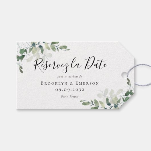 Eucalyptus Watercolor Trouwkaart Save The Date Cadeaulabel (Voorkant (Horizontaal))
