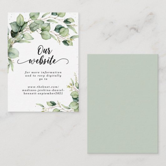 Eucalyptus Watercolor Trouwwebsite Bijlage Ca (Voorkant / Achterkant)