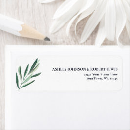 Eucalyptus Watercolor Wedding Return Address Etiket