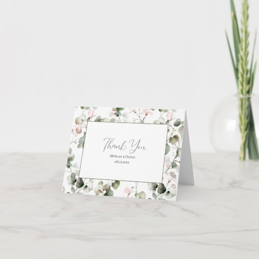 Eucalyptus Watercolor Wedding Thank You Card Bedankkaart (Voorkant)