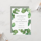 Eucalyptus Watercolour Groenery Save the Date Kaar Kaart (Voorkant / Achterkant in situ)