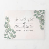Eucalyptus Waterverf Alles-in-één bruiloft Drieluik Uitnodiging (Cover)