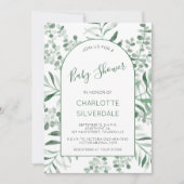 Eucalyptus Waterverf Baby shower Kaart (Voorkant)