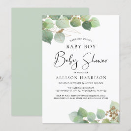 Eucalyptus Waterverf Baby shower Kaart