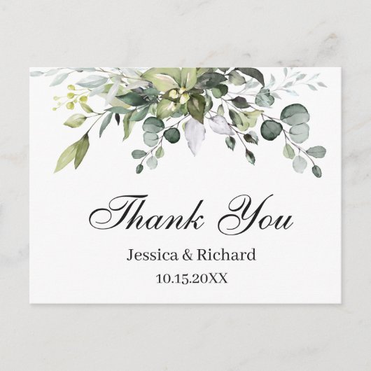 Eucalyptus Waterverf Bedankt Briefkaart (Voorkant)