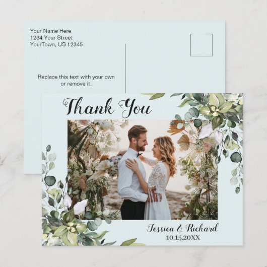 Eucalyptus Waterverf Bedankt FOTO Briefkaart (Voorkant / Achterkant)