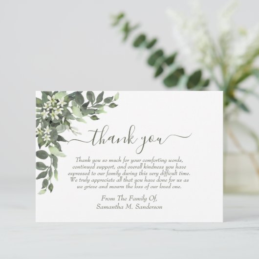 Eucalyptus-Waterverf begrafenis bij het houden van Bedankkaart (Staand voorkant)