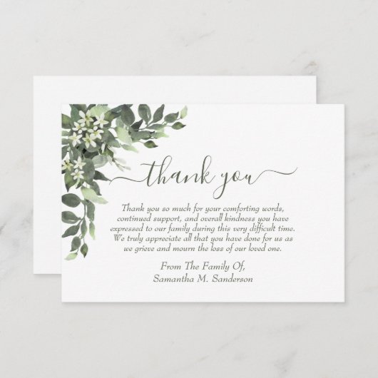 Eucalyptus-Waterverf begrafenis bij het houden van Bedankkaart (Voorkant / Achterkant)